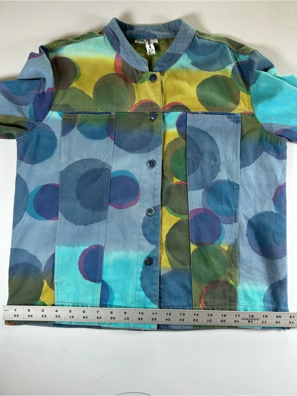 Vintage Winter Sun Ecuador Colorful Abstract Polka Dot Cotton Art Jacket Sz M